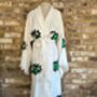 Long Organic Cotton Robe: White With Green Eye, thumbnail 4 of 5