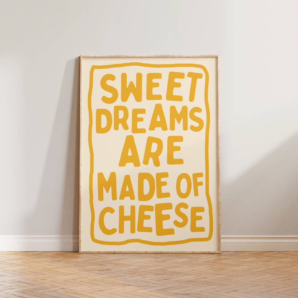 Kitchen Food Print Funny Cheese Typography Wall Art, 1 of 9