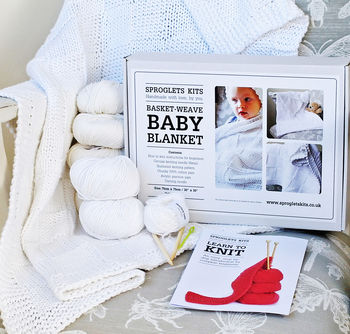 Baby Blanket Knitting Kit: 100% Cotton, 2 of 6