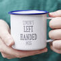 Left Handed Personalised Enamel Mug, thumbnail 1 of 3