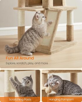 96cm Cat Tree Tower Light Grey With Side Slope, 6 of 9