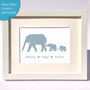 Personalised Elephant Family Print, thumbnail 1 of 9