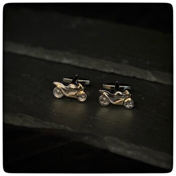 Personalised Two Tone Motorcycle Cufflinks, 7 of 9