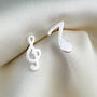 Sterling Silver Asymmetrical Music Note Stud Earrings, thumbnail 1 of 6