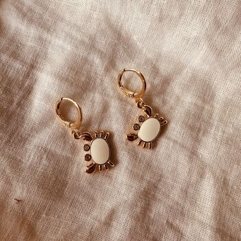 Gold And White Crab Earrings, 2 of 4
