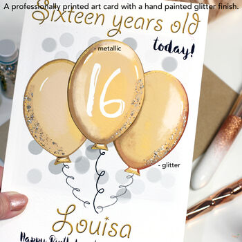 Personalised Balloons Age Hand Finished Birthday Card, 3 of 10