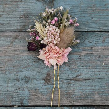 Set Of Three Wedding Dried Flower Hair Pins Meadow Pinks, 2 of 4
