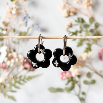 Black Resin Hoop Earrings, 3 of 4