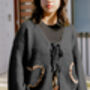 Black Tie Front Leopard Heart Cardigan, thumbnail 3 of 6