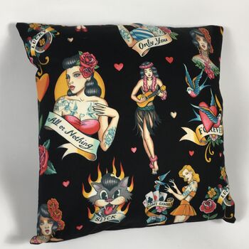 Tattooed Lady Cushion Cover In Black, 2 of 4