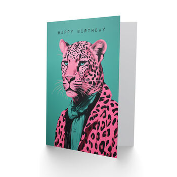 Pink Fashion Leopard Animal Birthday Card, 2 of 4