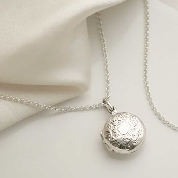Sterling Silver Decorative Round Locket, 2 of 8