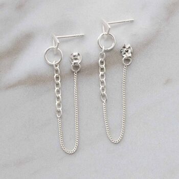 Sterling Silver Unity Chain Stud Earrings, 4 of 6