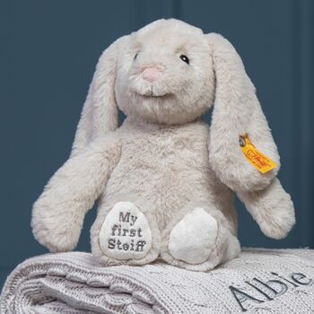 My First Steiff Beige Hoppie Bunny And Blanket Gift Set, 2 of 5