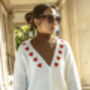 White Heart Embroidered Cardigan, thumbnail 2 of 7