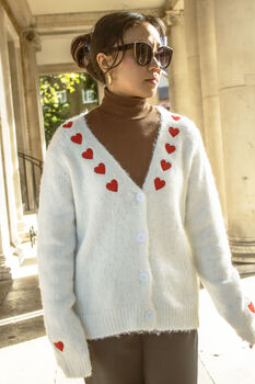 White Heart Embroidered Cardigan, 2 of 7