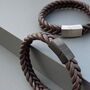 Mens Woven Leather Bracelet, thumbnail 1 of 6