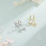 Sterling Silver Opal Starburst Huggie Hoop Earrings, thumbnail 4 of 10