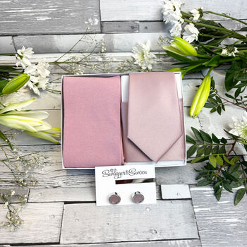 Suede Pink Wedding Tie Set, 8 of 10