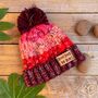 Leather Patch Chunky Bobble Hat Jam Tart, thumbnail 1 of 3