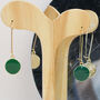 Dainty Emerald Green And Gold Plated Droplet Earrings, thumbnail 3 of 6