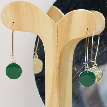 Dainty Emerald Green And Gold Plated Droplet Earrings, 3 of 6