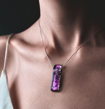 Purple Fused Glass Sterling Silver Pendant Necklace, 5 of 12