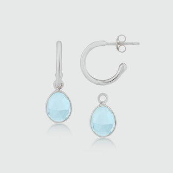 Manhattan Silver And Blue Topaz Interchangeable Gemstone Earrings, 2 of 6