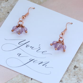 Rose Gold Plated Trio Birthstone Cluster Earrings, 4 of 9