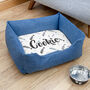 Personalised Luxury Blue Comfort Dog Bed, thumbnail 4 of 12
