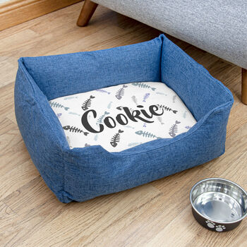 Personalised Luxury Blue Comfort Dog Bed, 4 of 12