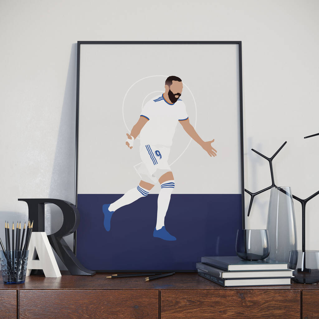 Karim Benzema Real Madrid Poster Print, Real Player, Football Player,  Benzema Decor, France Player, Benzema Gift SIZE 24''x32'' (61x81 cm)