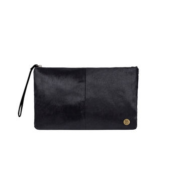 Natural Cowhide Clutch Bag In Black, 2 of 5