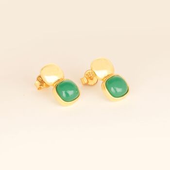 Glossy Gold And Emerald Green Crystal Studs, 2 of 4