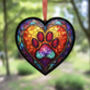 A Paw Print Stained Glass Effect Heart Suncatcher, thumbnail 4 of 5