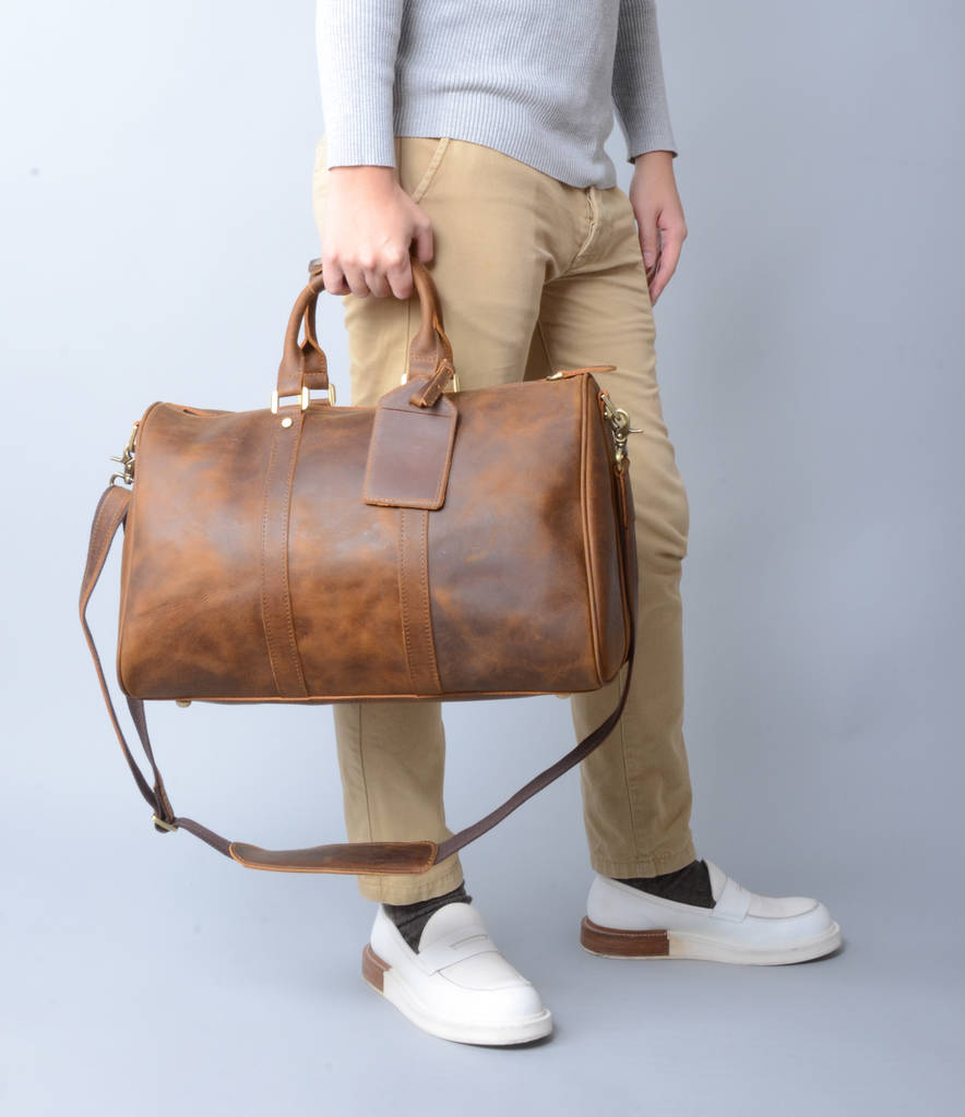 Vintage Leather Weekend Bag By EAZO | notonthehighstreet.com