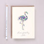Personalised Liberty Print Flamingo Birthday Card, thumbnail 1 of 7