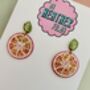 Grapefruit Glitter Resin Statement Earrings /Gift For Gin Lovers / Boozy Brunch Gift / Exotic Holiday Earrings, thumbnail 3 of 5