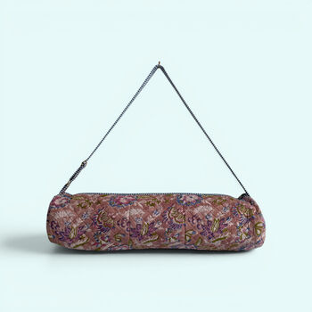 Yoga Mat Bag | Brown, Blue And Lilac Floral Print, 6 of 6