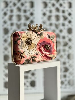 Florence Printed Embroidered Clutch Bag, 4 of 8