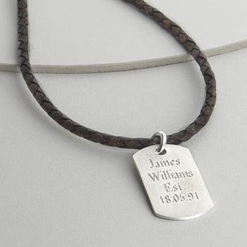 Personalised Polished Sterling Silver Dog Tag Necklace, 2 of 4