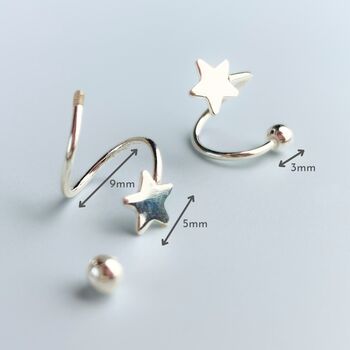 Sterling Silver Star Spiral Screw Back Earrings, 3 of 7