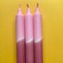 'Mulberry Coulis' Dip Dye Dinner Candles Trio, thumbnail 2 of 6