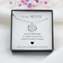 To My Sister Necklace – Heart Infinity Charm, Sterling Silver Jewellery Gift, Personalised Birthday Keepsake, thumbnail 1 of 7