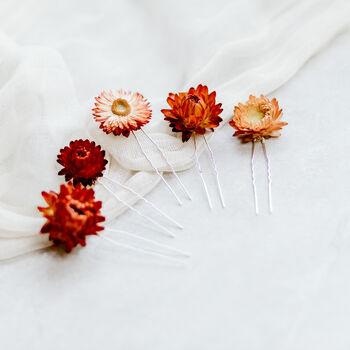 Pippa Dried Straw Flower Wedding Bridal Hair Pins, 6 of 6