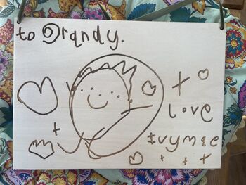 Custom Child’s Drawing Laser Engraved On Wood Father’s Day Personalised Gift, 5 of 5