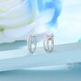 Double Huggie Hoop Cz Earrings In Sterling Silver, thumbnail 1 of 12