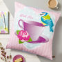 Tea Cup And Bird Vintage Cushion, thumbnail 1 of 2