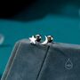 Sterling Silver Mismatched Moon And Star Barbell Earrings, thumbnail 1 of 12