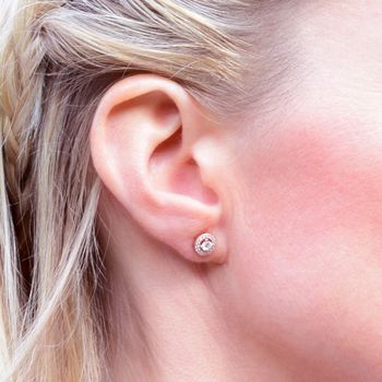 Rose Gold Plated Or Silver Cubic Zirconia Stud Earrings, 2 of 7
